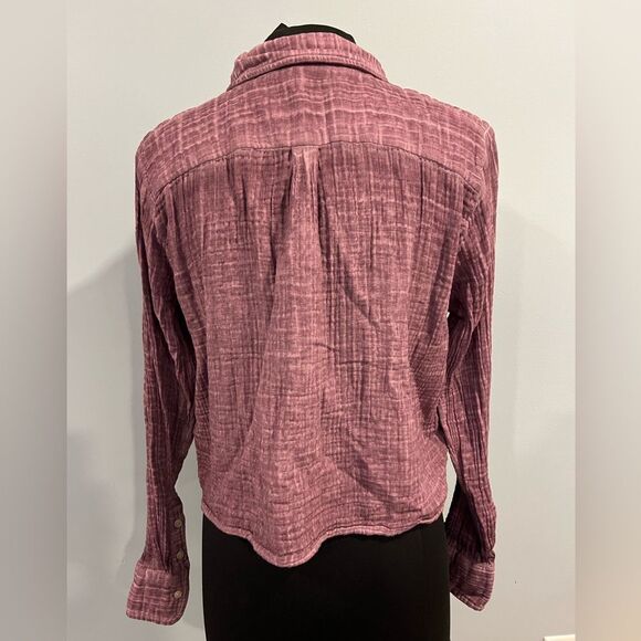 Anthropologie daily practice purple dyed cotton button down - Picture 4 of 11